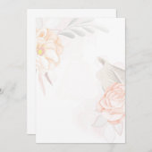 無地のブライダル予算 ブッシュピンクのバラ 結婚式 招待状 (正面/裏面)