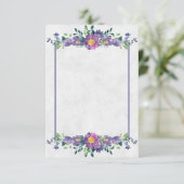 無地のブライダル予算 紫の花枠 ウェディング 招待状 (スタンド正面)