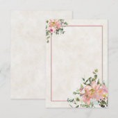 無地のブライダル ブラッシュとアイボリー フラワーのウェディング I 招待状 (正面/裏面)