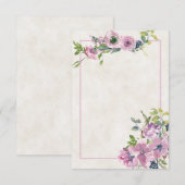 無地のブライダル 招待状 紫 水彩 花 モダン ウェディング (正面/裏面)