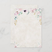 無地のプリティーなピンクとパープルの花柄のウェディング 招待状 (正面/裏面)