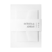 無地のホワイト+アッシュブラックレタリング結婚ズ 招待状ベリーバンド (正面例)