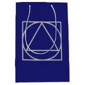 無地のミッドナイトブルーエレガントミニマモダンリスト ミディアムペーパーバッグ (正面)