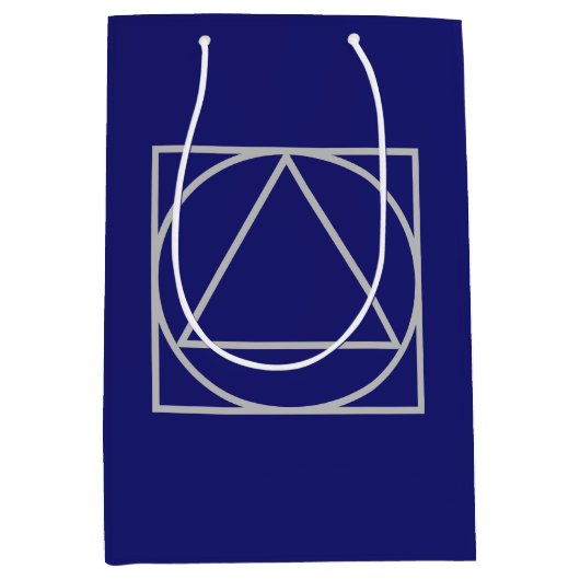 無地のミッドナイトブルーエレガントミニマモダンリスト ミディアムペーパーバッグ (正面)