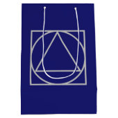 無地のミッドナイトブルーエレガントミニマモダンリスト ミディアムペーパーバッグ (裏面)