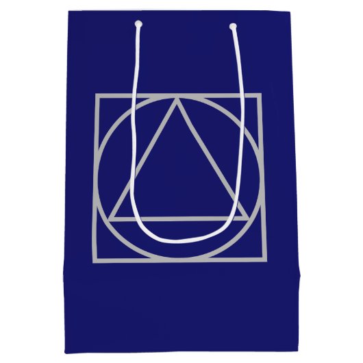 無地のミッドナイトブルーエレガントミニマモダンリスト ミディアムペーパーバッグ (裏面)