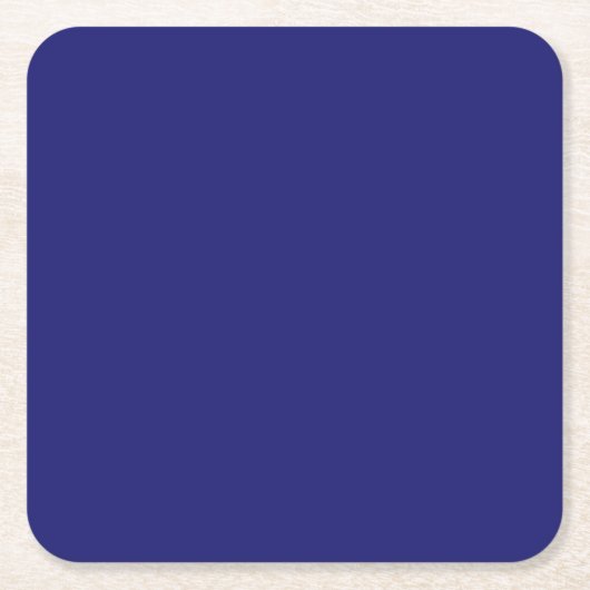 無地のミッドナイトブルーカラーミニマリスト平野 スクエアペーパーコースター (正面)