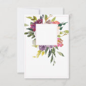 無地の予算バーガンディーと紫の花のウェディング 招待状 (正面)