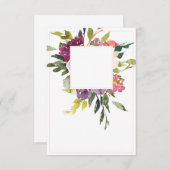 無地の予算バーガンディーと紫の花のウェディング 招待状 (正面/裏面)