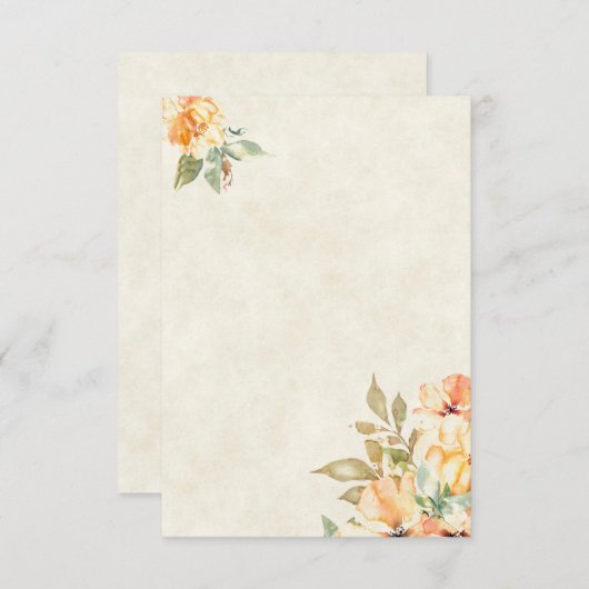 無地の予算 オレンジと黄色の花のウェディング 招待状 (正面/裏面)