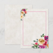 無地の予算 レモンとマジェンタの花の結婚式の招待状 招待状 (正面/裏面)