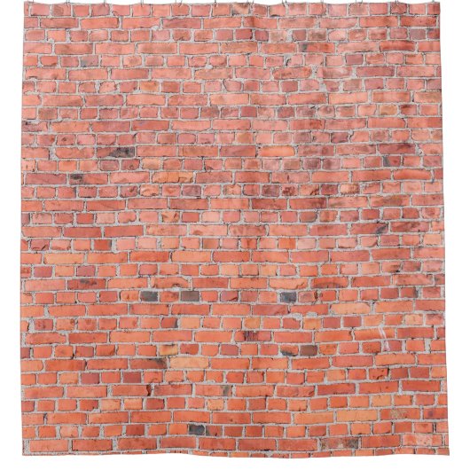 無地の古いオレンジ色の赤いれんがの壁 シャワーカーテン (正面)