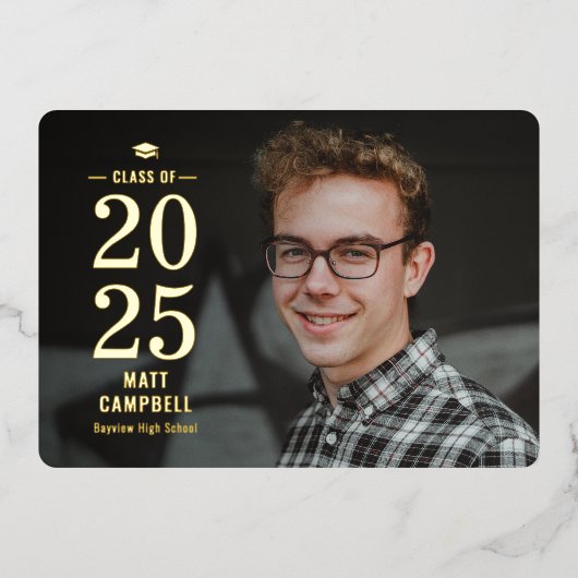 無地の年箔卒業招待状 箔招待状 (正面)