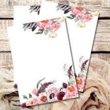 無地の招待状 ブラッシュピンク ワインレッド 牡丹 薔薇