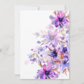 無地の招待状 水彩 紫 ピンクの花 招待状 (正面)