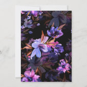 無地の招待状 水彩 紫 ピンク 花 招待状 (裏面)