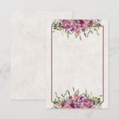 無地の招待状 紫の野生の花 春の結婚式 招待状 (正面/裏面)