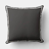 無地の木炭グレーと白いトリム装飾用クッション クッション (裏面)