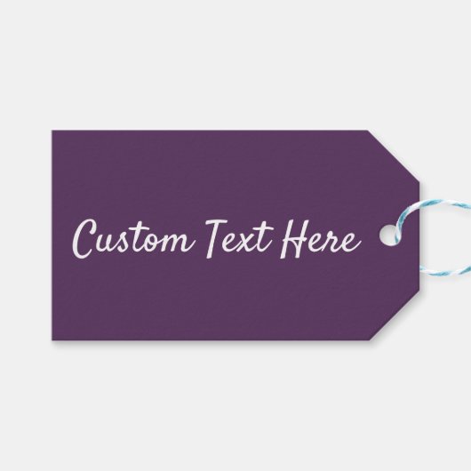 無地の深い紫色モダン色 ギフトタグ (正面(横))