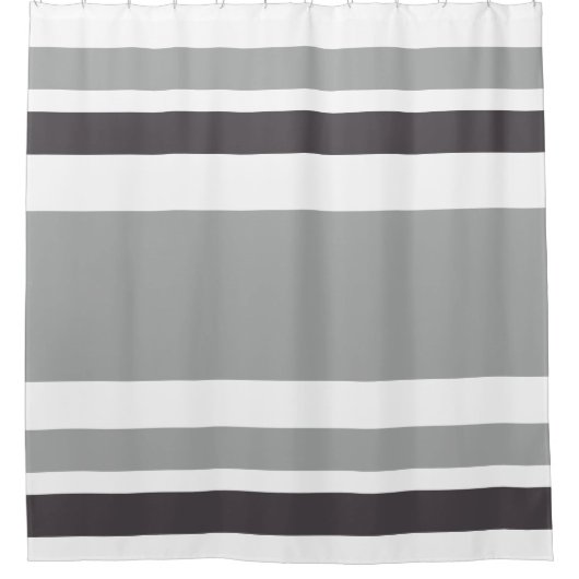 無地の濃いグレーのシストライプェード シャワーカーテン (正面)