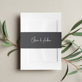 無地の灰黒手書きスクリプ結婚ト 招待状ベリーバンド