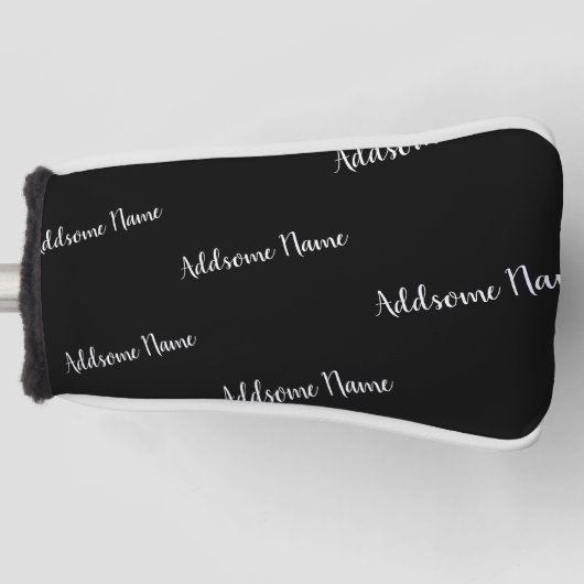 無地の色モダン基本黒モノグラムの ゴルフヘッドカバー (正面)