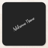 無地の色モダン基本黒モノグラムの スクエアペーパーコースター (正面)