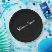 無地の色モダン基本黒モノグラムの ペーパープレート (パーティー)