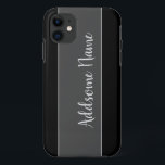 無地の色（黒） モノグラムの iPhone 11 ケース<br><div class="desc">カスタムテンプレートカスタマイズのデザイン。自分自身の名前を使って個人設定を行い、自分を含め素晴らした誰にでも贈り物をします。</div>