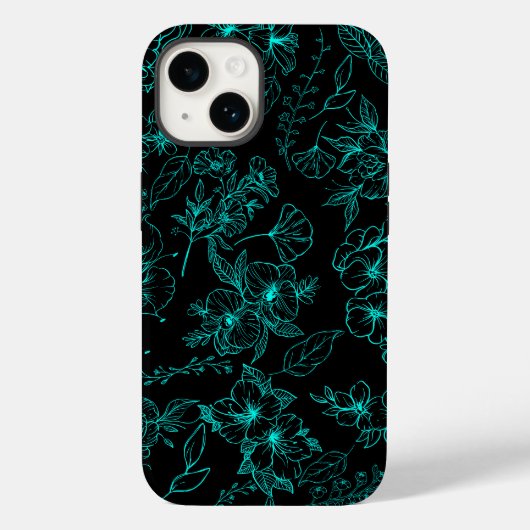 無地の花パターン01.bブラックBG Case-Mate iPhoneケース (裏面)