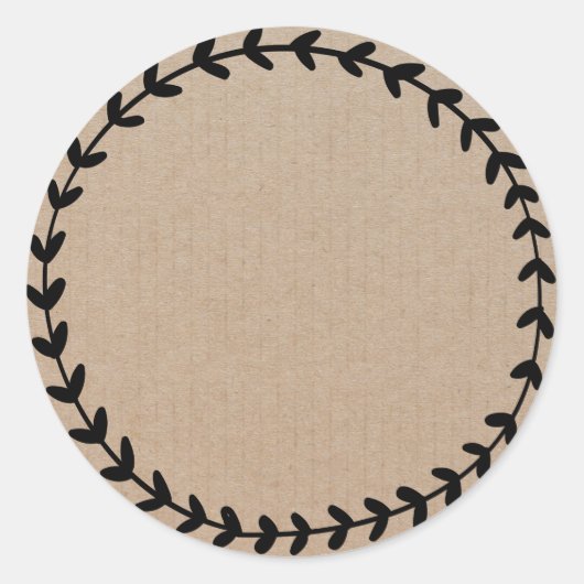 無地の花輪ラベル クラシック丸型ステッカー ラウンドシール (正面)