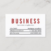 無地の赤いタイトルモーゲージエージェントの名刺 名刺 (正面)