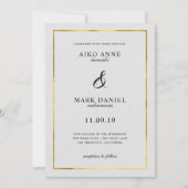 無地の金ゴールドフレーム結婚式招待状 招待状 (正面)