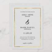 無地の金ゴールドフレーム結婚式招待状 招待状 (正面/裏面)