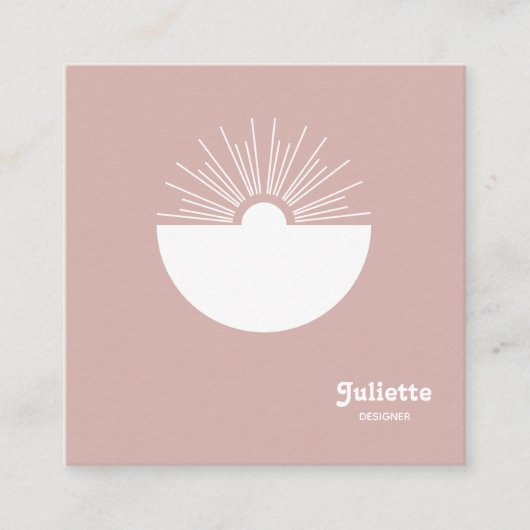 無地の「ほこりっぽい赤面」レトロサンセット スクエア名刺 (正面)