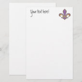 無地の（紋章の）フラ・ダ・リ-紫色のプラムブドウ 便箋 (正面/裏面)