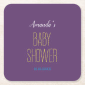 無地インディゴイエローミニマルモダンリストベビーシャワー スクエアペーパーコースター (正面)