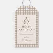 無地ギンガムチェックのメリークリスマスギフトタグ ギフトタグ (正面)