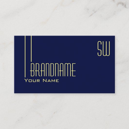 無地ダークインディゴブルーとモノグラムプロフェッショナル 名刺 (正面)