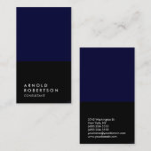 無地ダークブルーブラックコンサルタントの名刺 名刺 (正面/裏面)