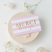 無地ピンクストライプ メルシーフォールデッドサンキューレター サンキューカード