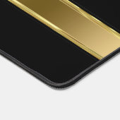 無地モノクロブラック金ゴールドストライプ デスクマット (コーナー)