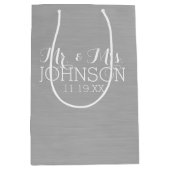 無地 シルバー - 結婚式のMr&Mrs ギフト ミディアムペーパーバッグ (正面)