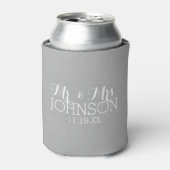 無地 シルバー - 結婚式 Mr & Mrs ギフト 缶クーラー (缶正面)