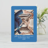 無地 ネビュラブルー エレガント クリスマスカード 招待状 (スタンド正面)