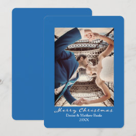 無地 ネビュラブルー エレガント クリスマスカード 招待状