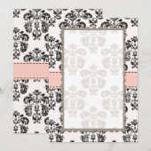 無地 ピンク ブラック ダマスク (正面/裏面)