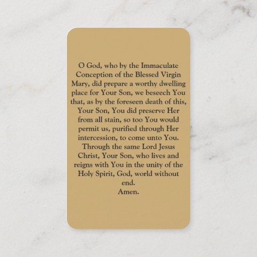 無垢な概念とCherubsの祈りの言葉カード 名刺 (裏面)