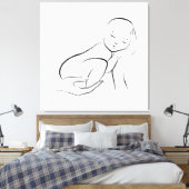 無垢な眠り – ミニマルな赤ちゃんラインアート キャンバスプリント (インサイチュ (寝室))