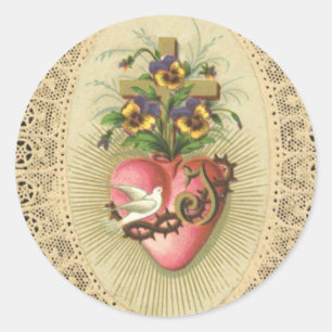 無垢の悲しいハートのヴァージンメアリーレースDo ラウンドシール